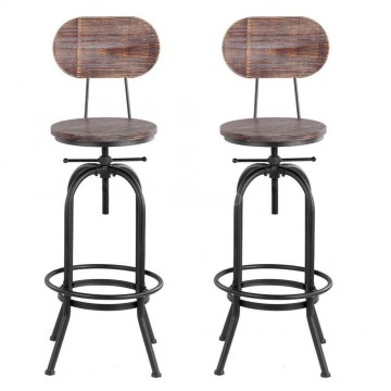 2 x industriele barkrukken uit massief grenenhout